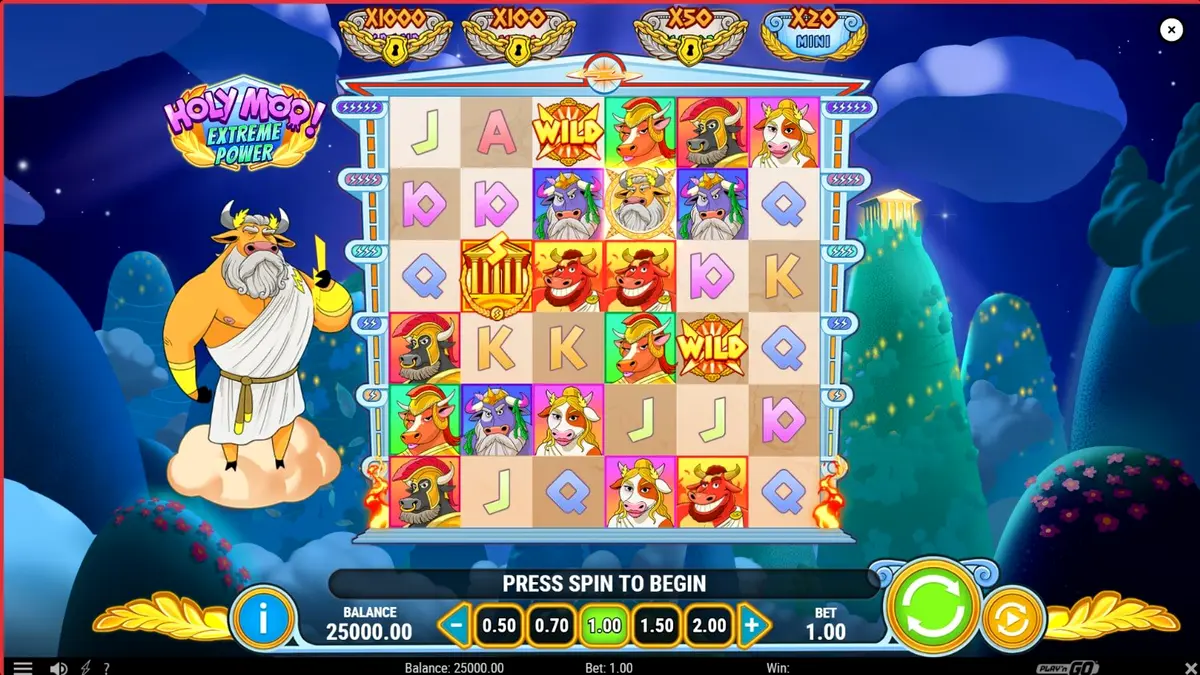 Karakter dewa sapi dalam slot Holy Moo! Extreme Power